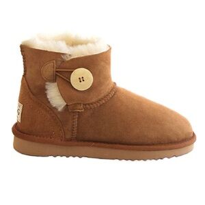 Button Wraps Mini Ugg Boots Girls Chestnut